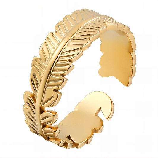 18K gold plated Stainless steel  Leaf finger ring