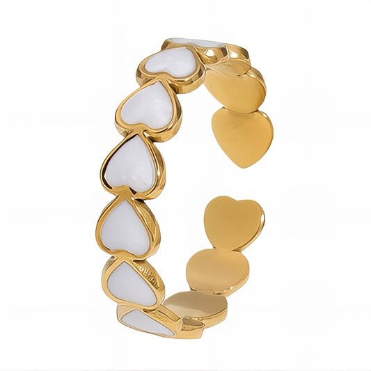 18K gold plated Stainless steel  Hearts finger ring