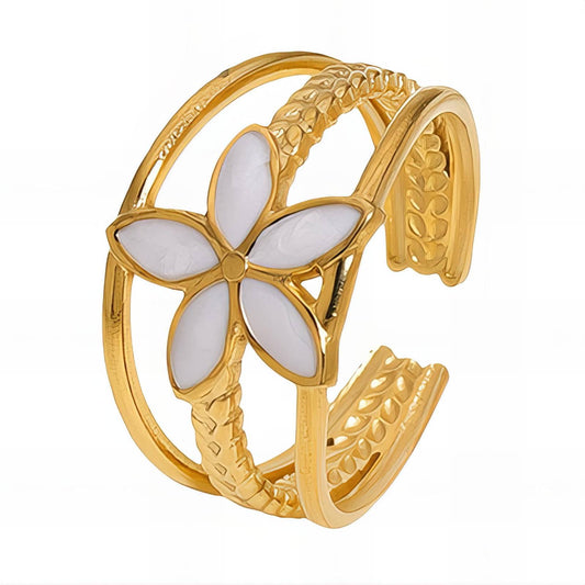 18K gold plated Stainless steel  Flower finger ring