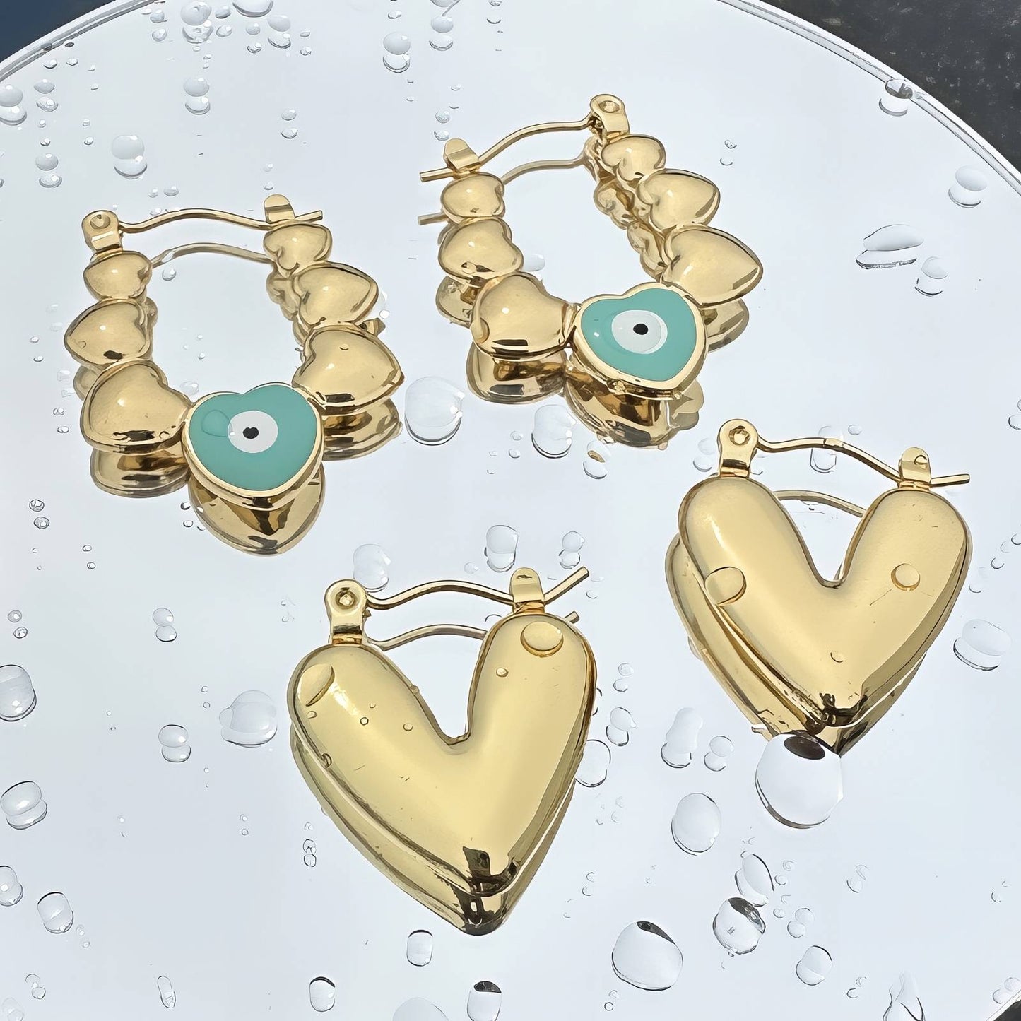 18K gold plated Stainless steel  Hearts earrings