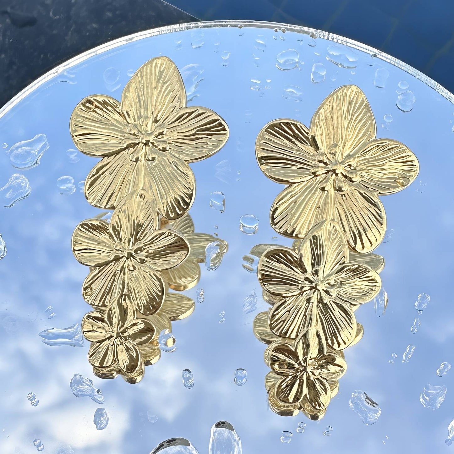 18K gold plated Stainless steel  Flowers earrings
