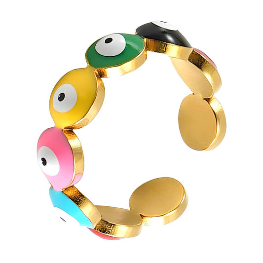 18K gold plated Stainless steel  Evil Eyes finger ring