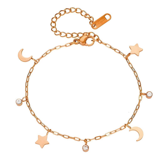 18K gold plated Stainless steel  Crescent and Star bracelet