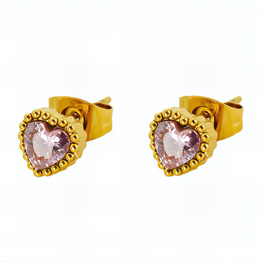 18K gold plated Stainless steel  Hearts earrings
