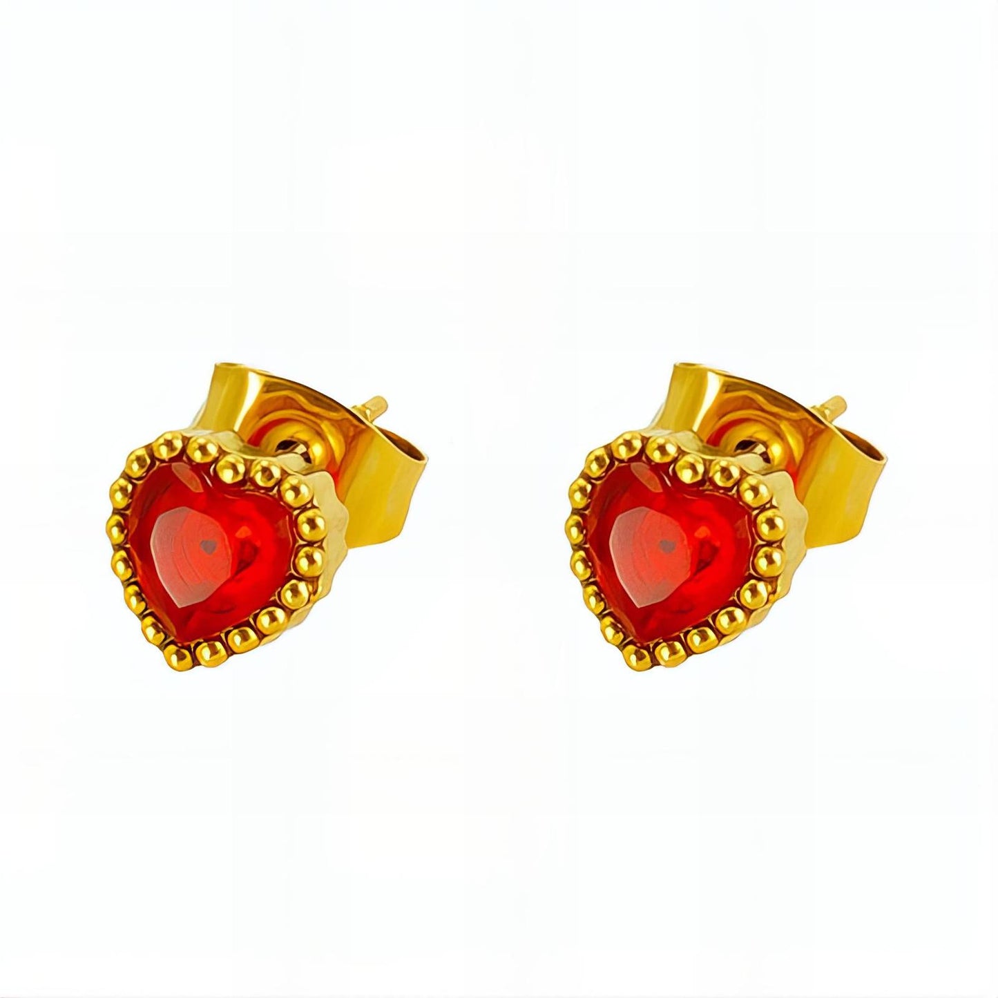 18K gold plated Stainless steel  Hearts earrings