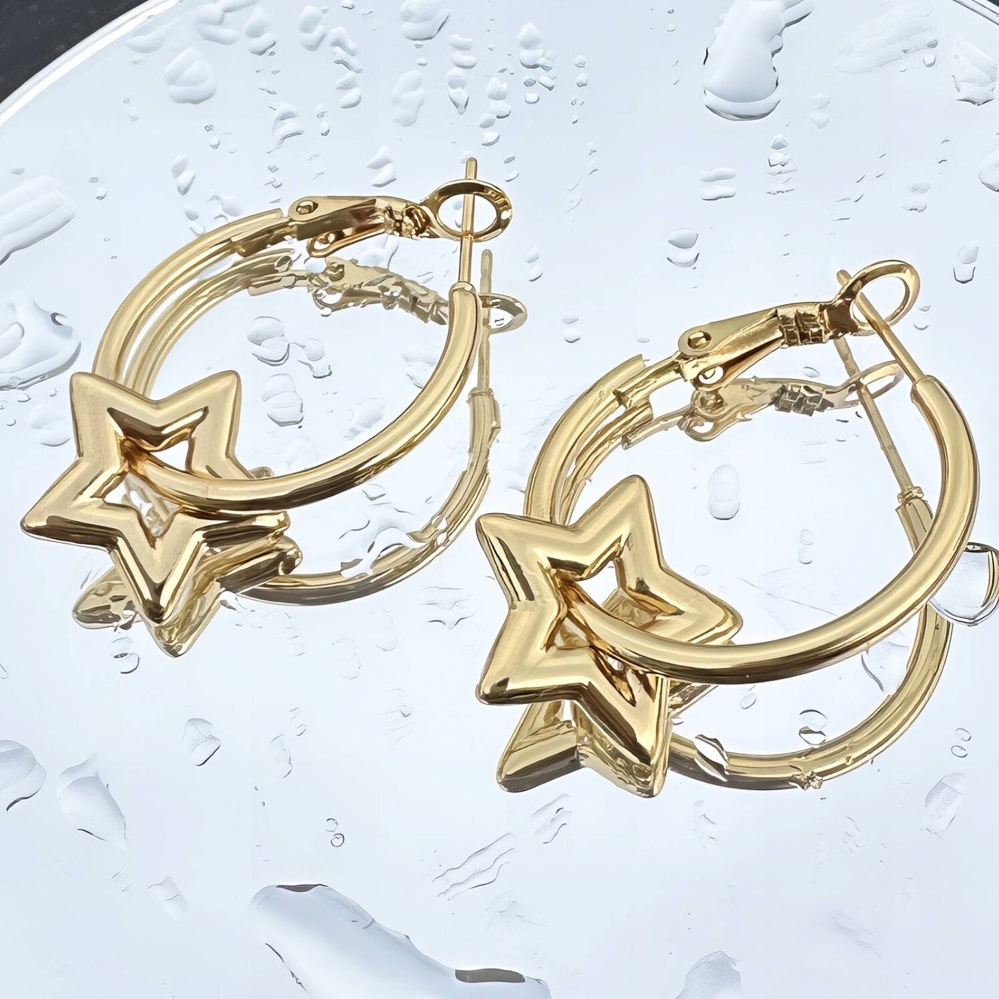 18K gold plated Stainless steel  Stars earrings