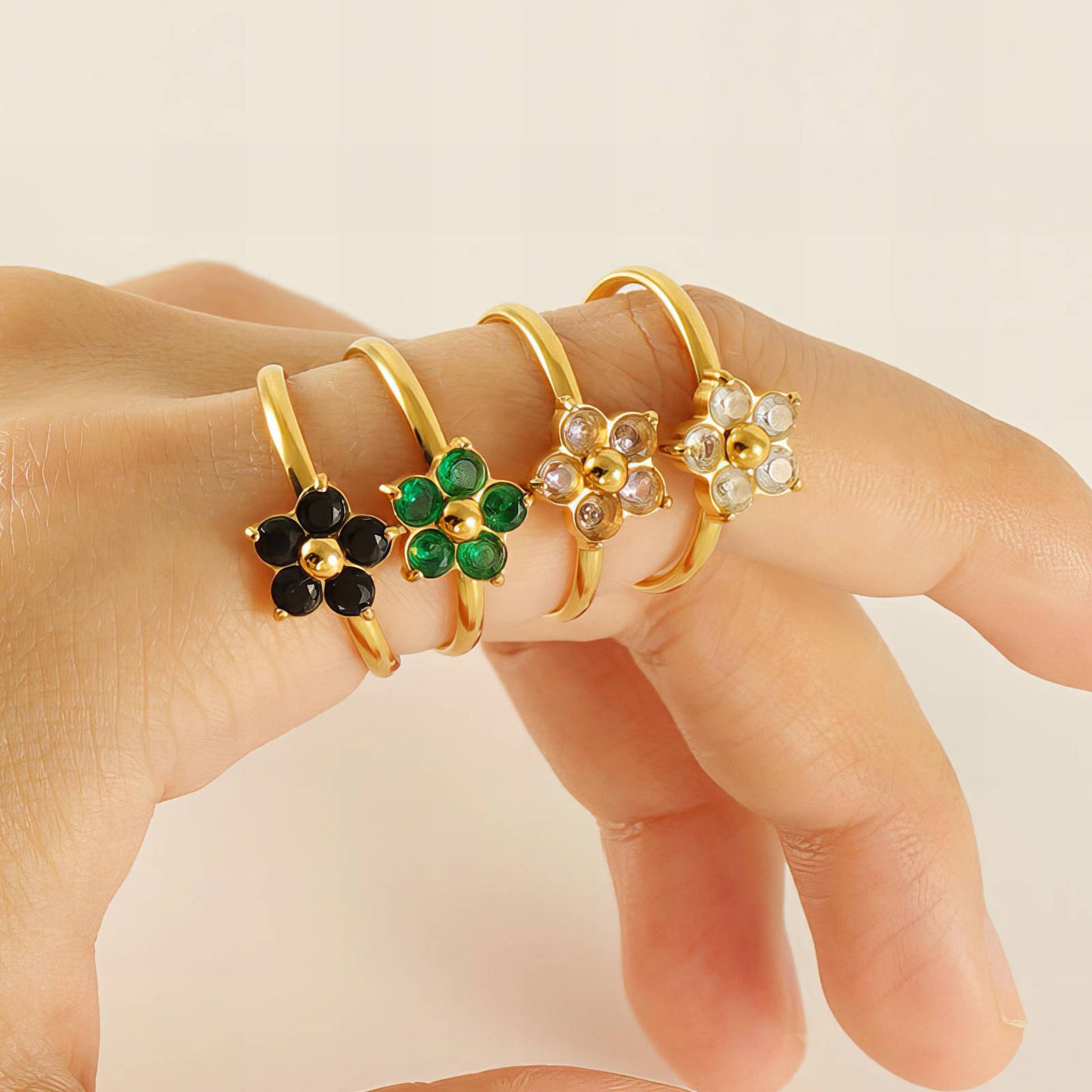 18K gold plated Stainless steel  Flower finger ring