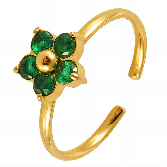 18K gold plated Stainless steel  Flower finger ring
