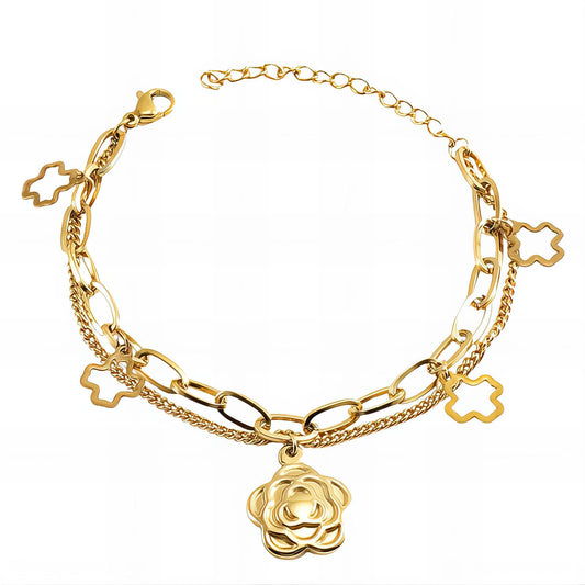 18K gold plated Stainless steel  Flowers bracelet