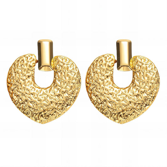 18K gold plated Stainless steel  Hearts earrings