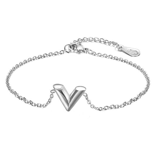Stainless steel  Letter V bracelet