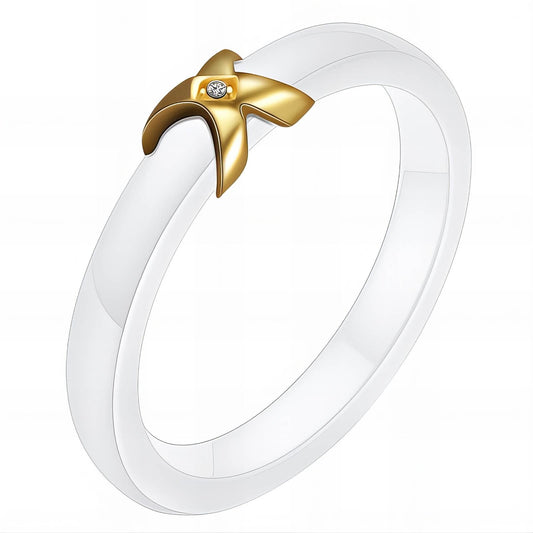 Ceramic / 18K gold plated steel finger ring