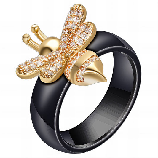 Ceramic / 18K gold plated steel finger ring