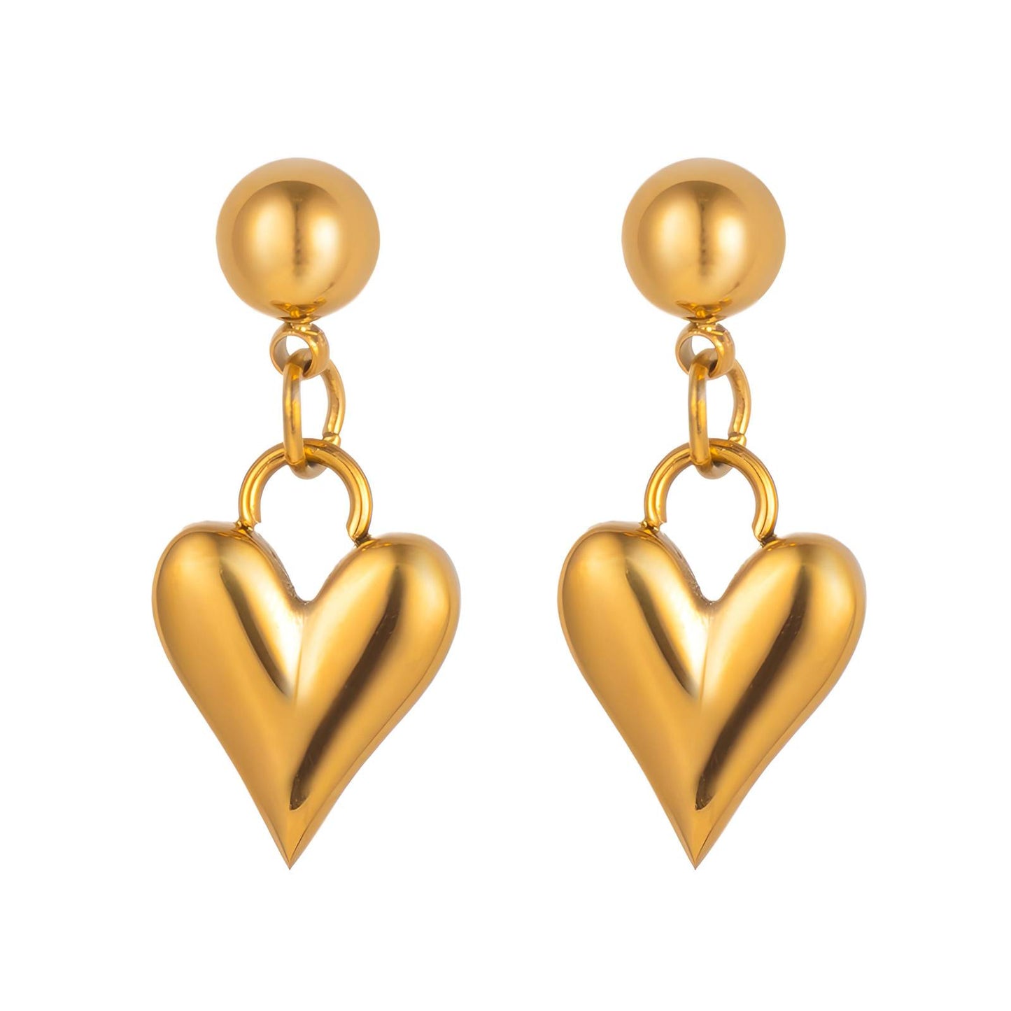 18K gold plated Stainless steel  Hearts earrings