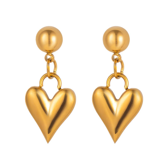 18K gold plated Stainless steel  Hearts earrings