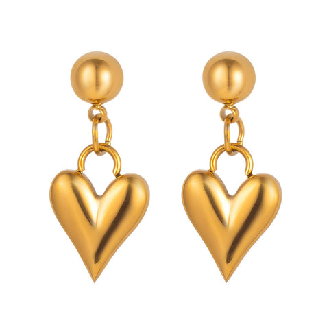 18K gold plated Stainless steel  Hearts earrings
