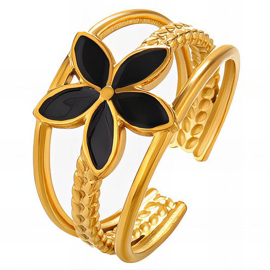 18K gold plated Stainless steel  Flowers finger ring