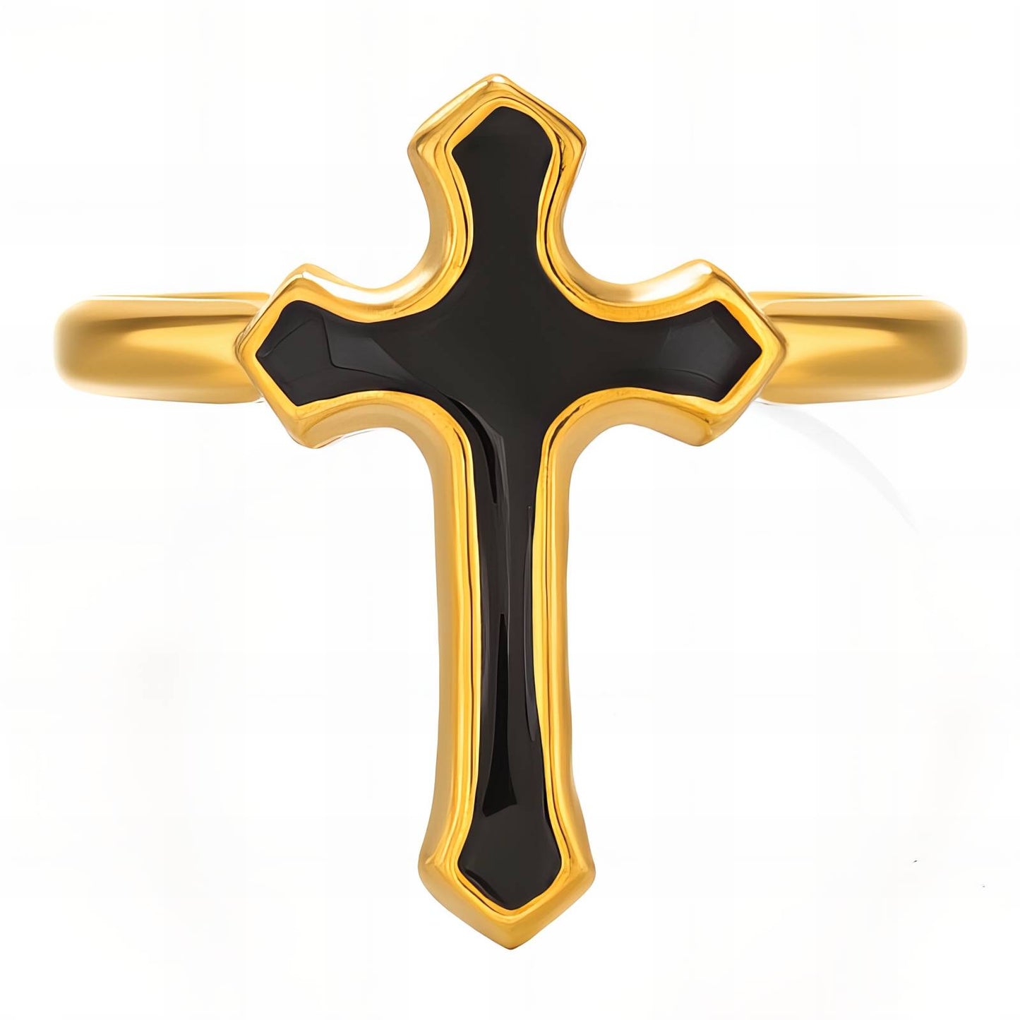 18K gold plated Stainless steel  Crosses finger ring
