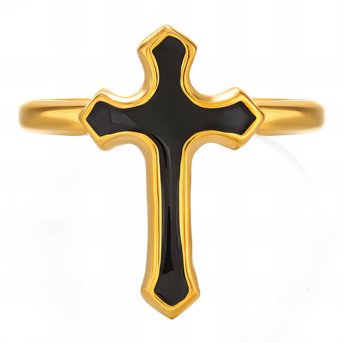 18K gold plated Stainless steel  Crosses finger ring