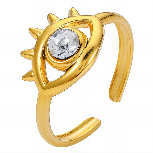18K gold plated Stainless steel  Evil Eyes finger ring