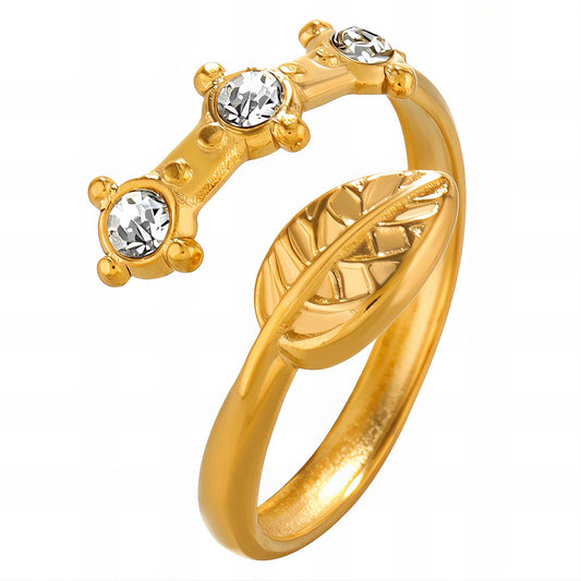18K gold plated Stainless steel  Leaf finger ring
