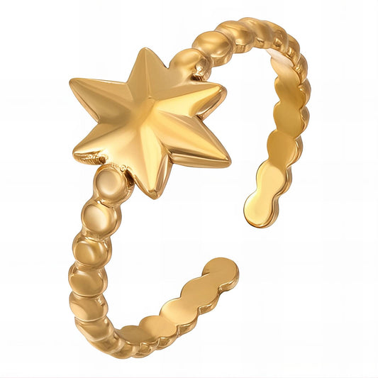 18K gold plated Stainless steel  Star finger ring