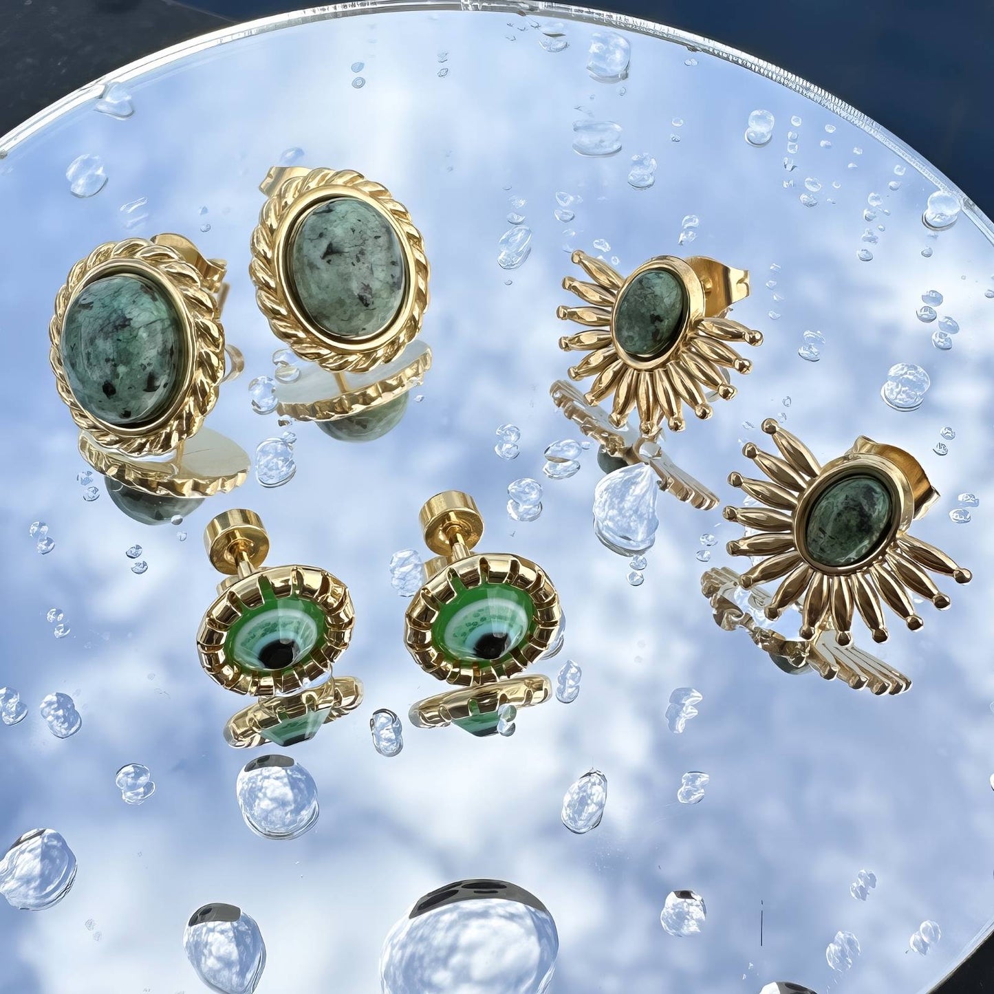 18K gold plated Stainless steel  Evil Eye earrings