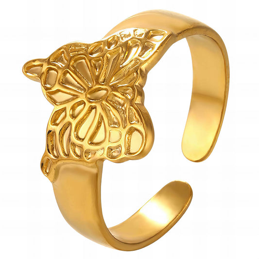 18K gold plated Stainless steel  Butterfly finger ring