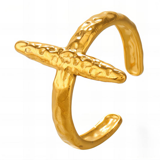 18K gold plated Stainless steel  Crosses finger ring
