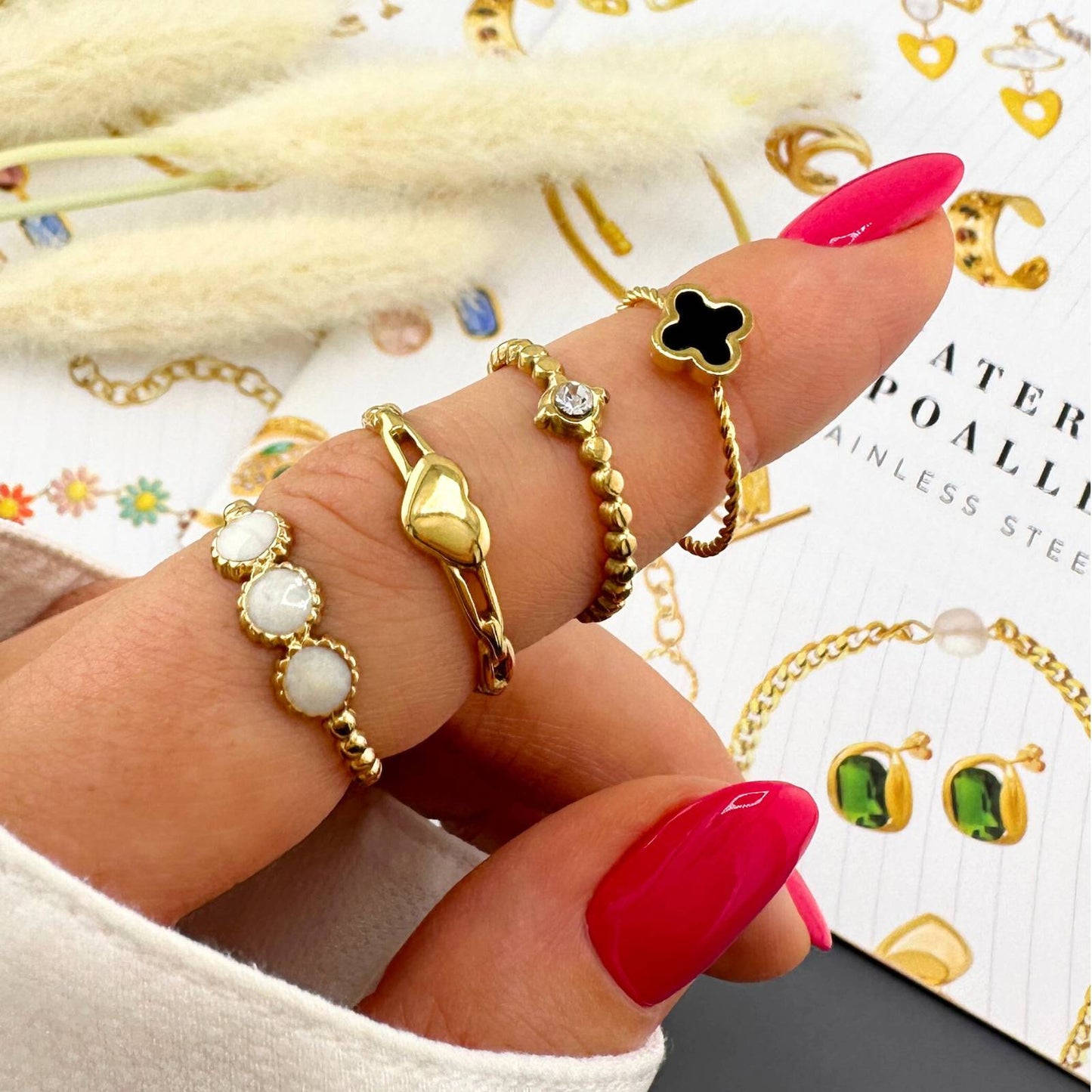 18K gold plated Stainless steel  Heart finger ring