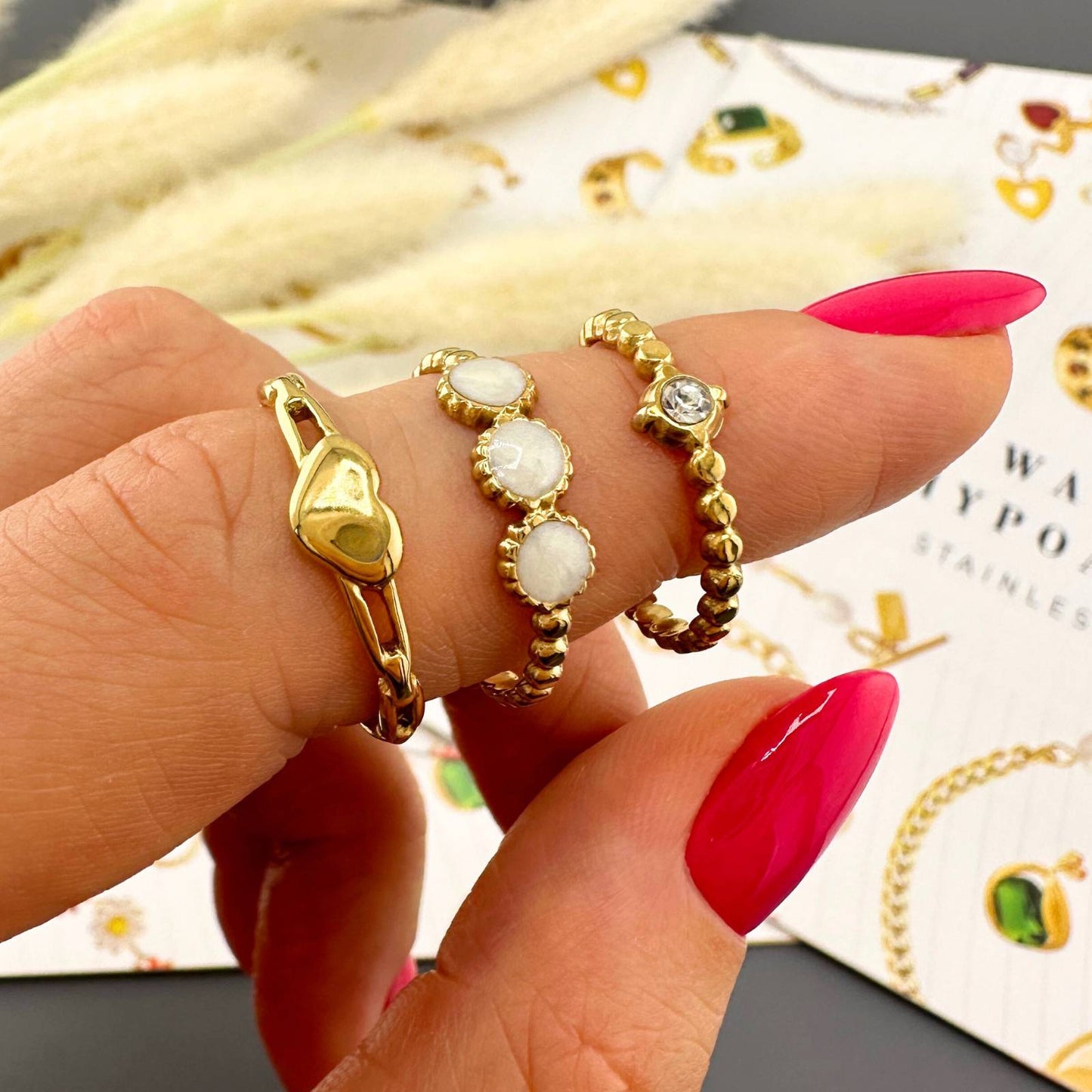 18K gold plated Stainless steel  Heart finger ring