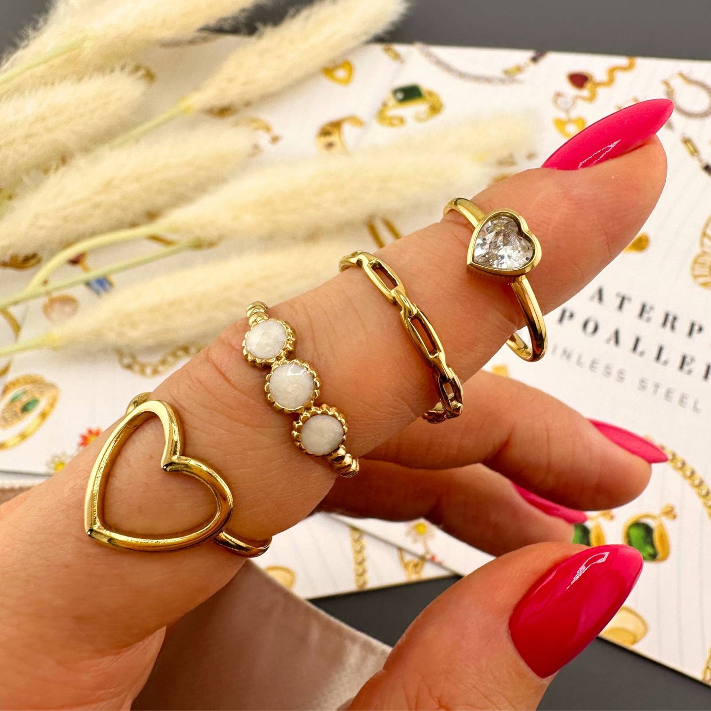 18K gold plated Stainless steel  Heart finger ring