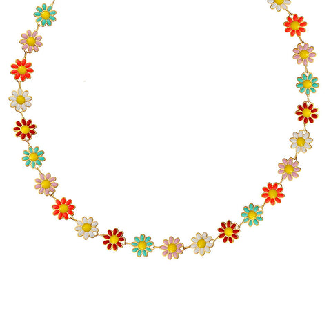 18K gold plated Stainless steel  Flowers necklace